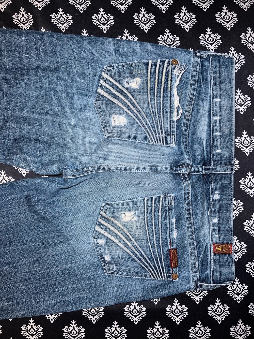 7FAMK Dojo Distressed Low Rise Jeans